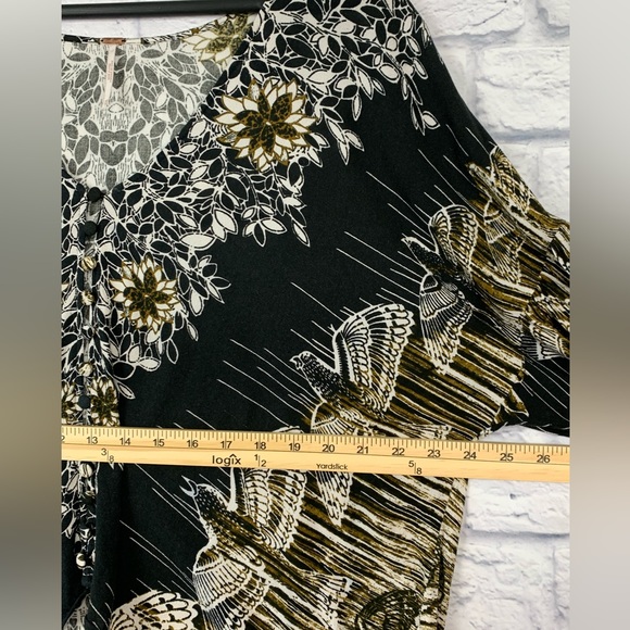 FP Free People Birds Of A Feather Combo Balloon Sleeve Button Front Top XS - Picture 12 of 13